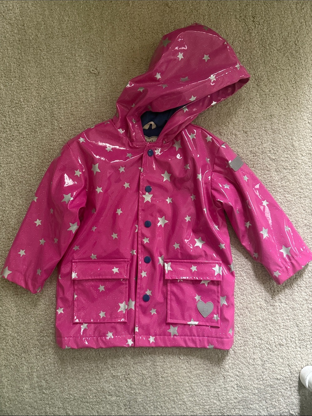 Hatley Pink Star Print Hooded Raincoat